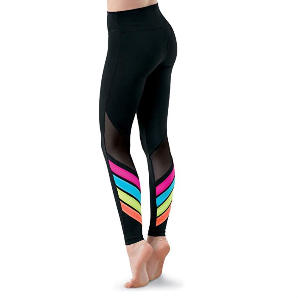 Balera Leggings with Rainbow and Mesh. Hardly Worn